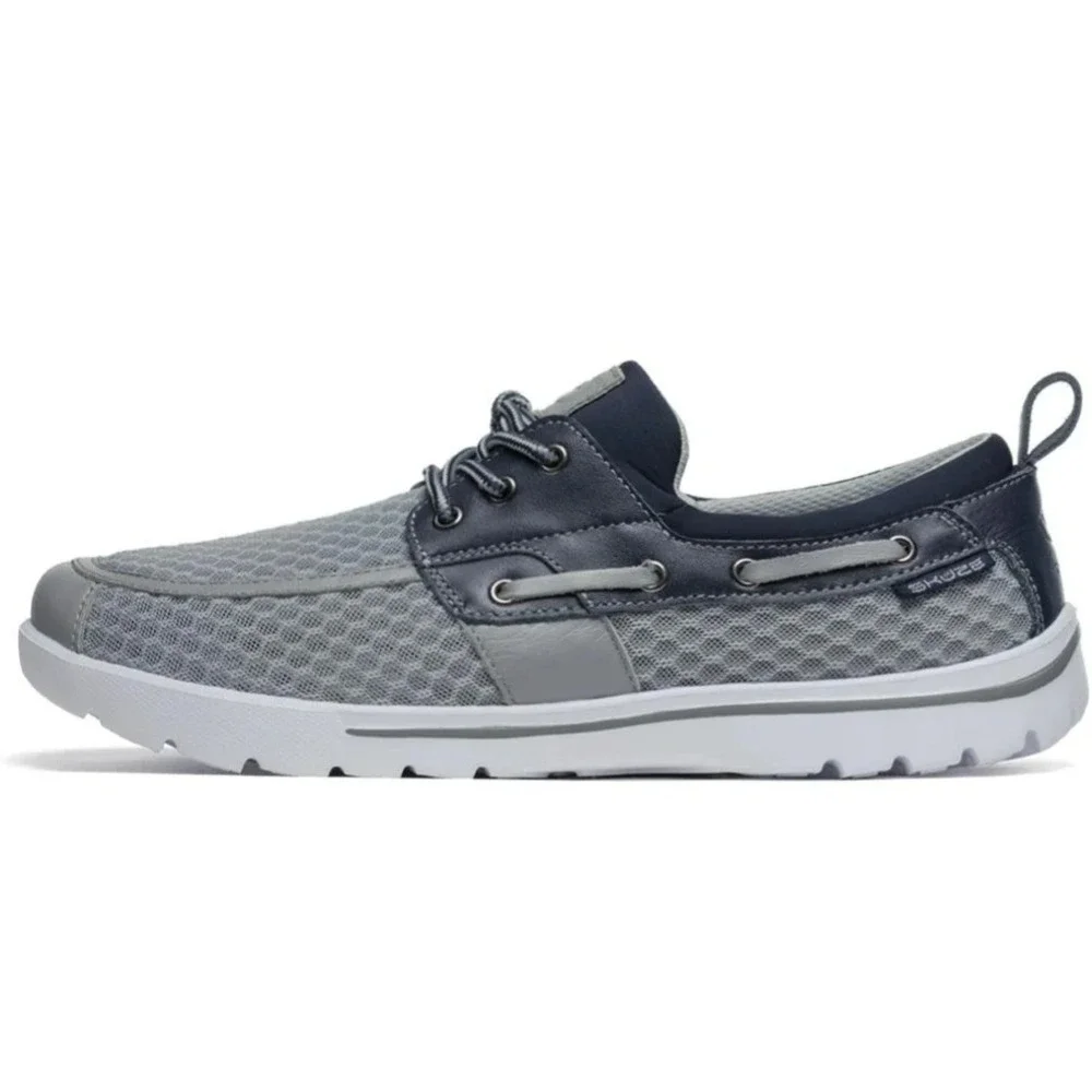 Skuze Del Marina Mens Boat Shoes Grey Navy Blue Mesh Lightweight Size 6